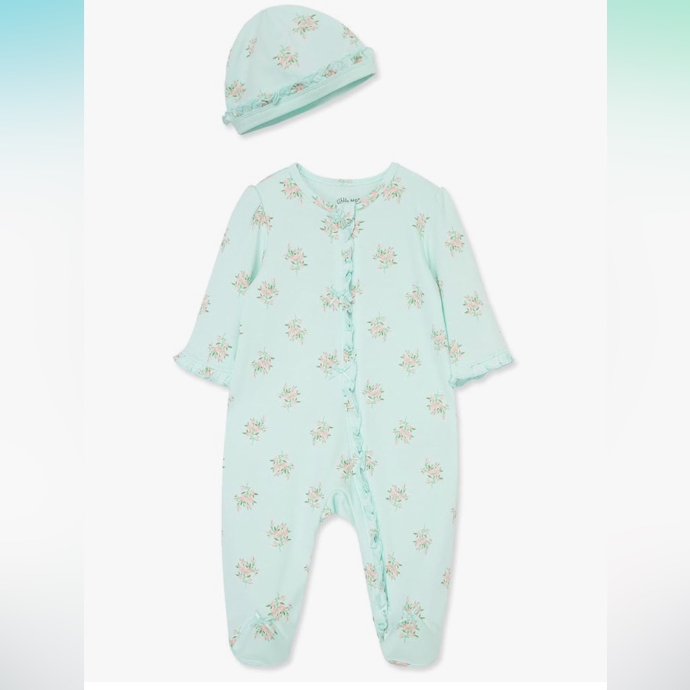 LITTLE ME Floral Print Kids One Piece with Hat
